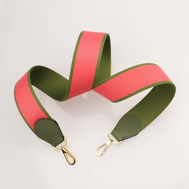 thumbnail image 1 of Correa de hombro de lona Bougainvillier/Vert de 2" de ancho y piel de Togo para bolso de marca, accesorios para bolsos de mujer, correas para bolsos, 1 of 4