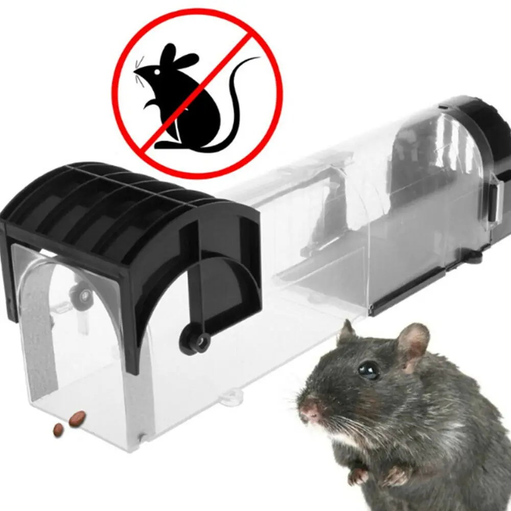 Indoor Outdoor Rat Trap Smart Self-Locking Mouse Trap Safe Firm Transparent Household Mouse Catcher Plastic Reusable Humane