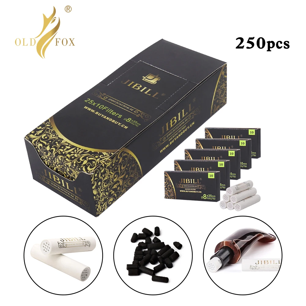 250Pcs Tobacco Smoking Pipe Filters 9mm Activated Carbon Tube Paper Filter Double Plastic Sided Smoking Active Charcoal Tools
