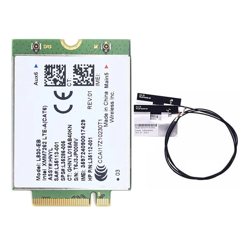 ETCS -L830-EB WIFI Card+2Xantenna 4G LTE L830 L35286-005 LTE Module Cat6 300Mbps For HP 640 650 G5 840 846 850 G6 X360 830