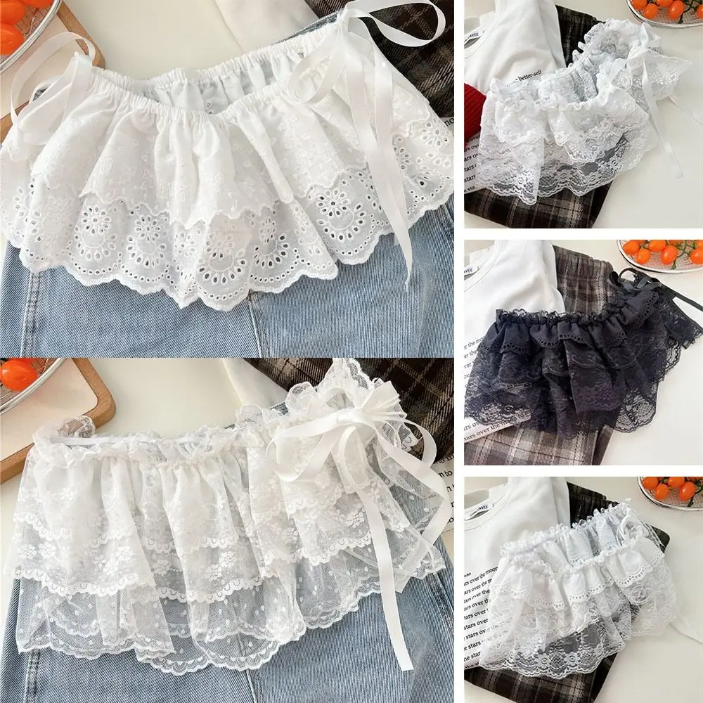 Fashion Flower Lace Layered Gauze Skirt Y2k Streetwear Pleated Lace Fungus Fart Curtain Strap One Piece