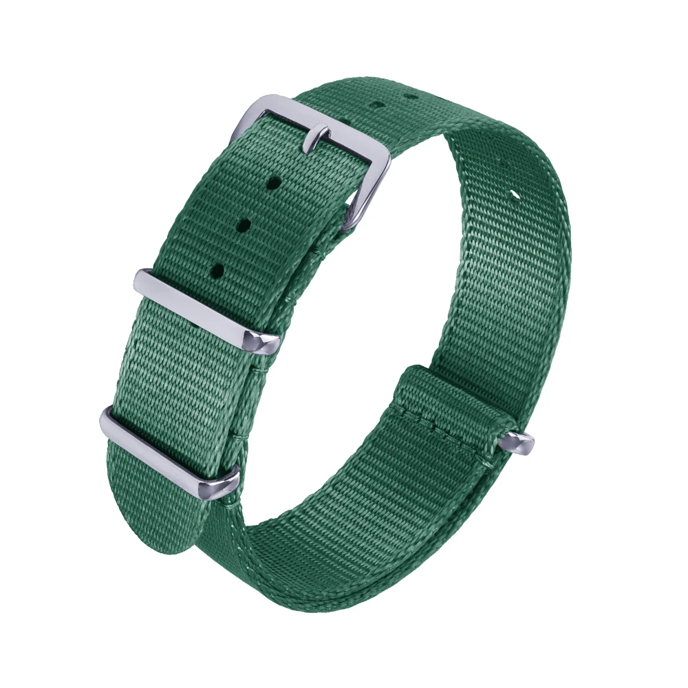 Durable Nylon Watch Band with Silver Buckle - Versatile Sport Strap