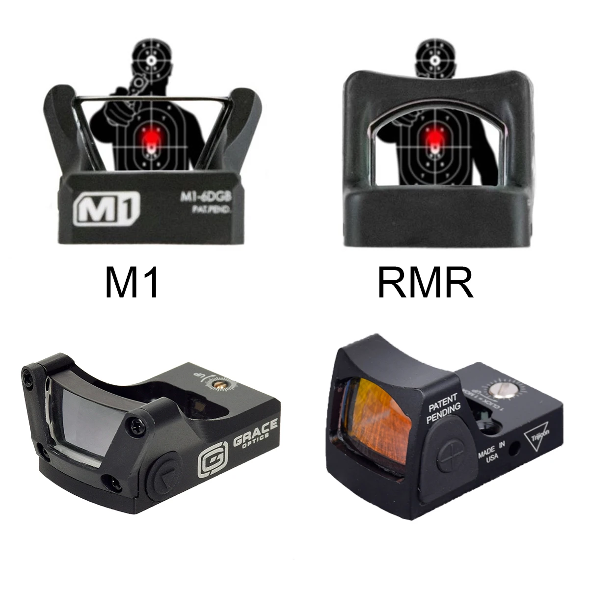 Tactical Grace M1 Red Green Dot Sight Holographic 3MOA Reflex Hunting Trijicon RMR Riflescope Airsoft Pistol Glock 17 1913 Mount red dot sight holographic collimator riflescope mount rifle scope