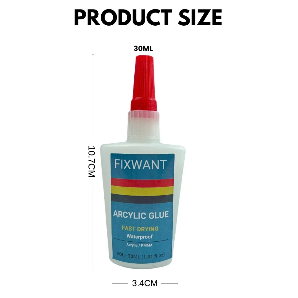 투명 강력 인스턴트 아크릴 접착제, PMMA 접착제, 방수 빠른 건조 접착제, 30ml