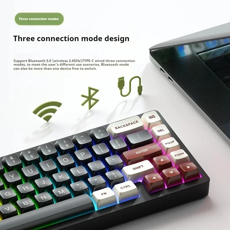 Weikav Lucky65 기계식 키보드 키트, 알루미늄 합금 무선 블루투스 RGB 개스킷, 사무실 게이머 PC 게임용 키보드 키트, 3 가지 모드