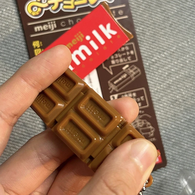 Hot Japanese Style Simulated Meiji Chocolate Fidget Toy Bendable Snap Stress Relief Keychain Pendant Creative Gift S Image 5