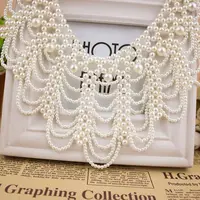Perle perlée dentelle garniture collier rubans femmes collier bijoux pour vêtements robe de mariée 3