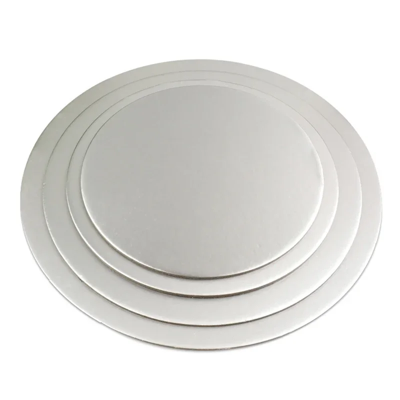 10Pcs Round Cake Circle Cardboard Cake Drums Cakes Base Plate Board Turntable Tiramisu Mousse Cheesecake Snack Gold Silver