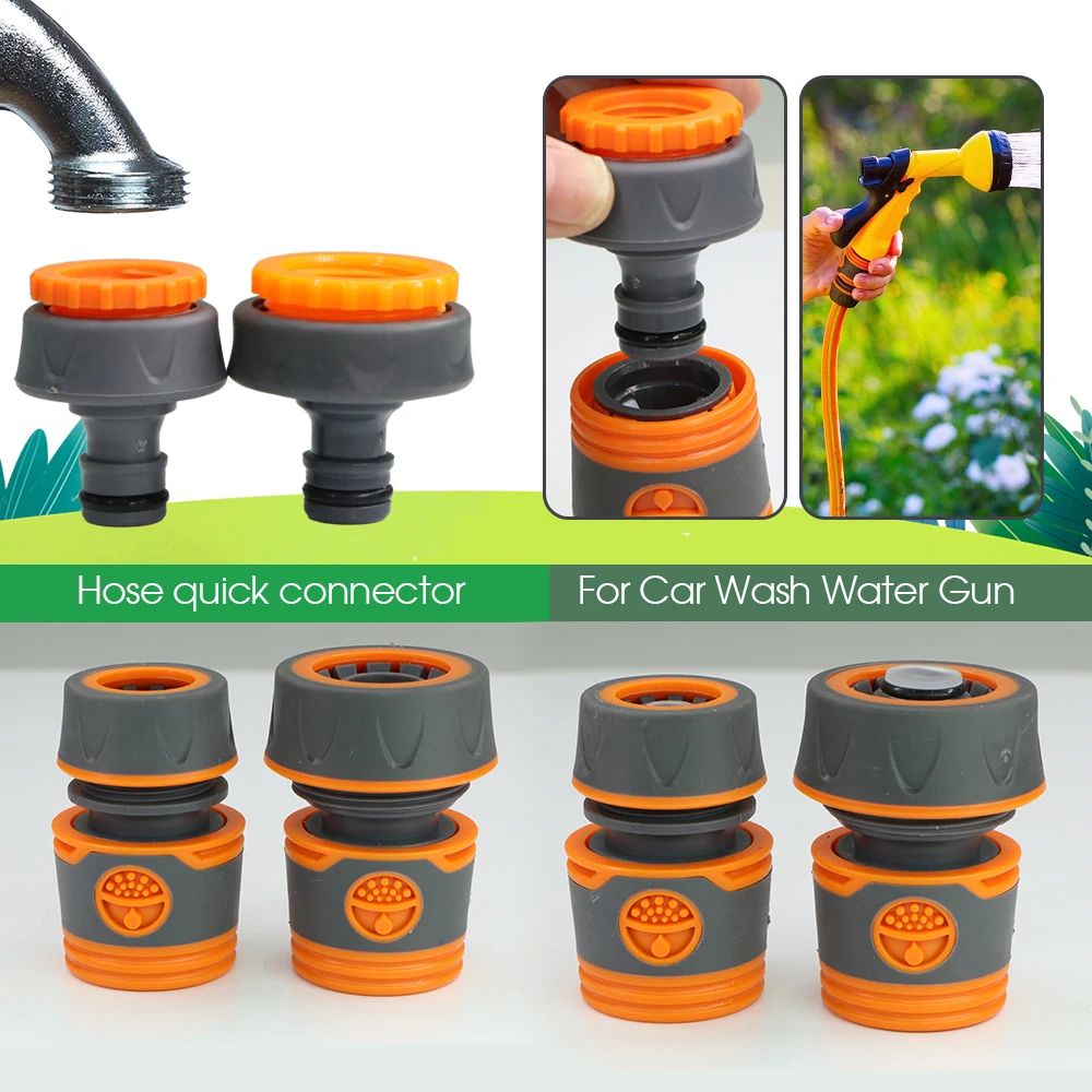 Hose Connector Garden Quick Pipe Coupler Stop Water 1/2 3/4 Inch 20/16mm for Car Wash Irrigation Tube Repair Joints