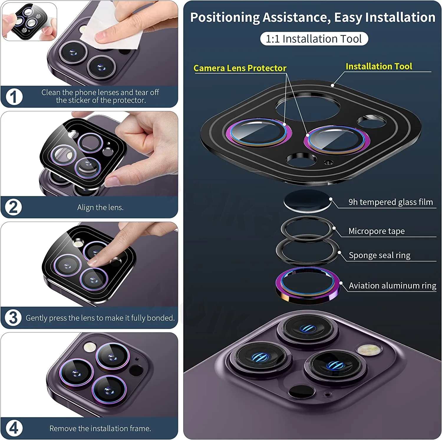 Premium Tempered Glass Camera Lens Protector - 2 Pack