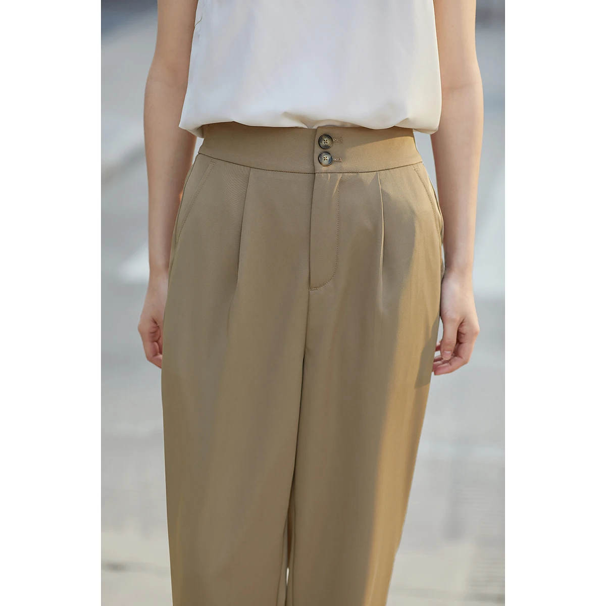 INMAN Summer Casual Women's Pants Commuter Trousers High Waist Office Lady Fashion Loose Elegant Long Pants Pure Color Versatile