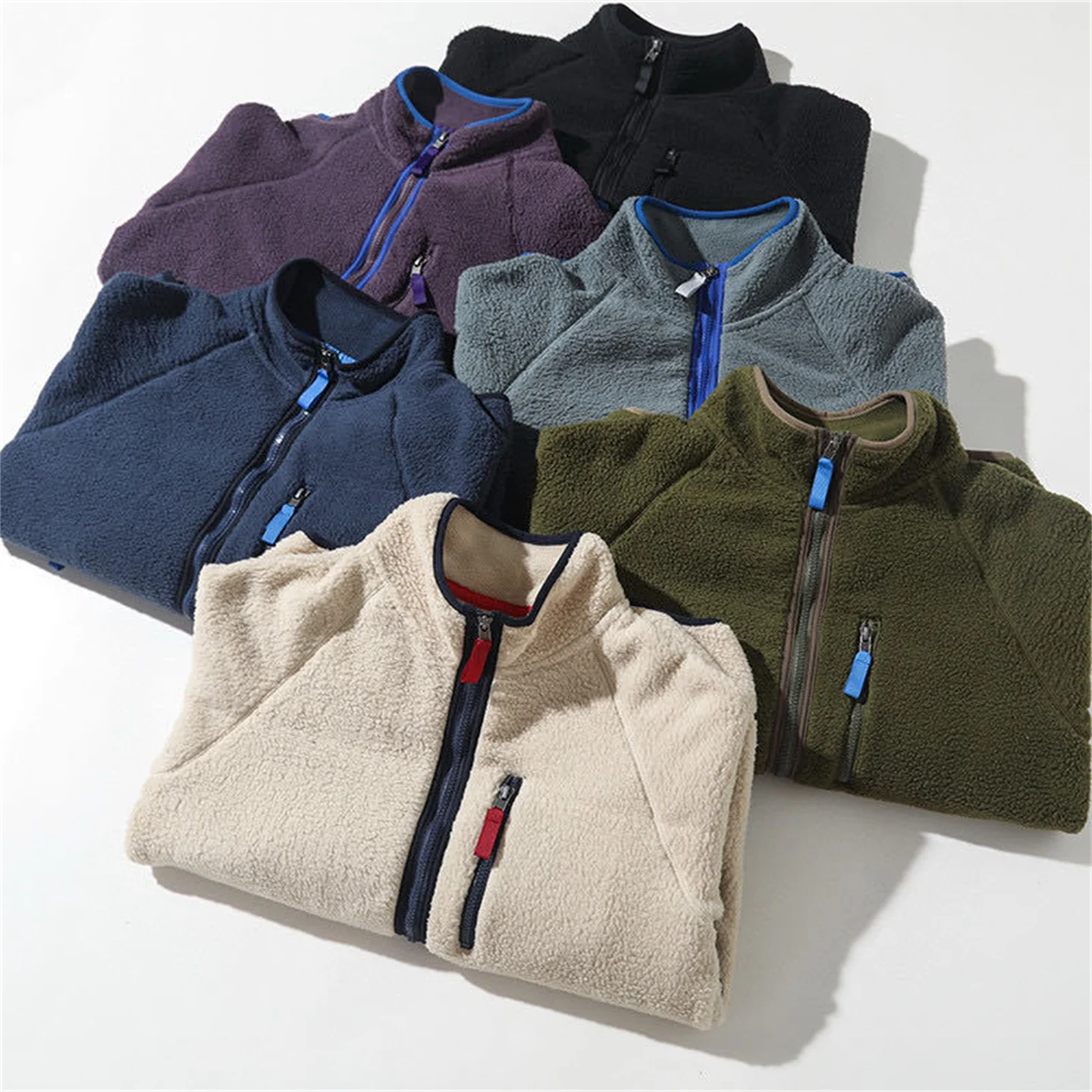 겨울용 따뜻한 셰르파 플리스 재킷 - 유니섹스 스탠드 칼라 가디건, 캐주얼 & 다용도 아웃도어 하이킹 모험용 상의