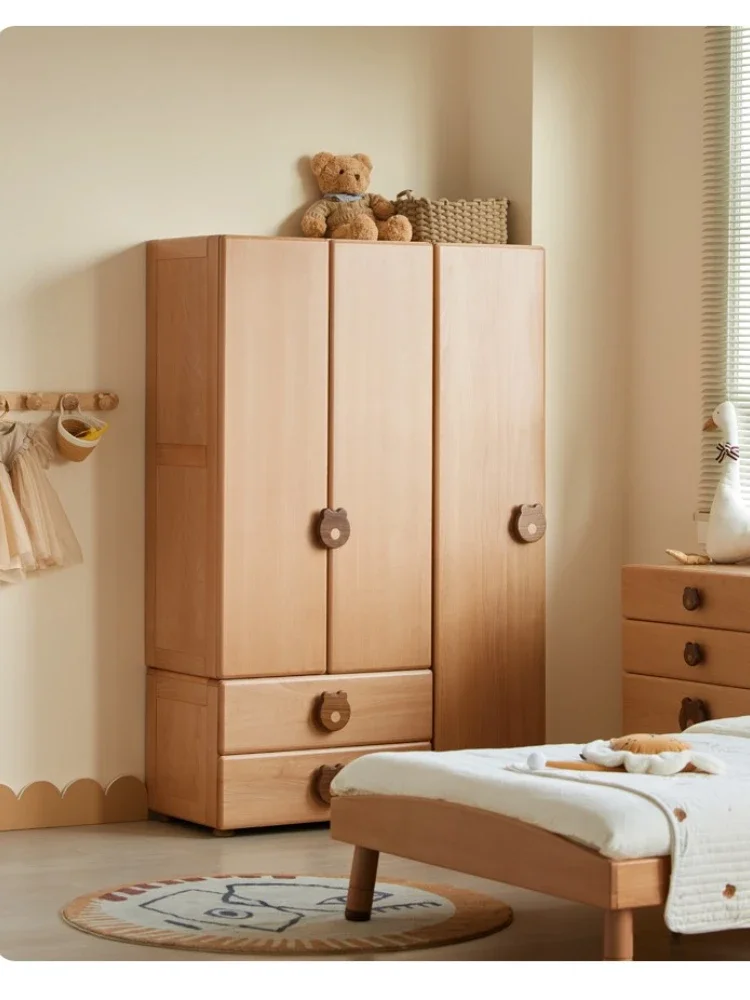 *S Customize Solid Wood Furniture Multiple combinations Kids Clothes Hanger Cabinet Child'S 2 or 3 Doors 2 Drawer Wardrobe