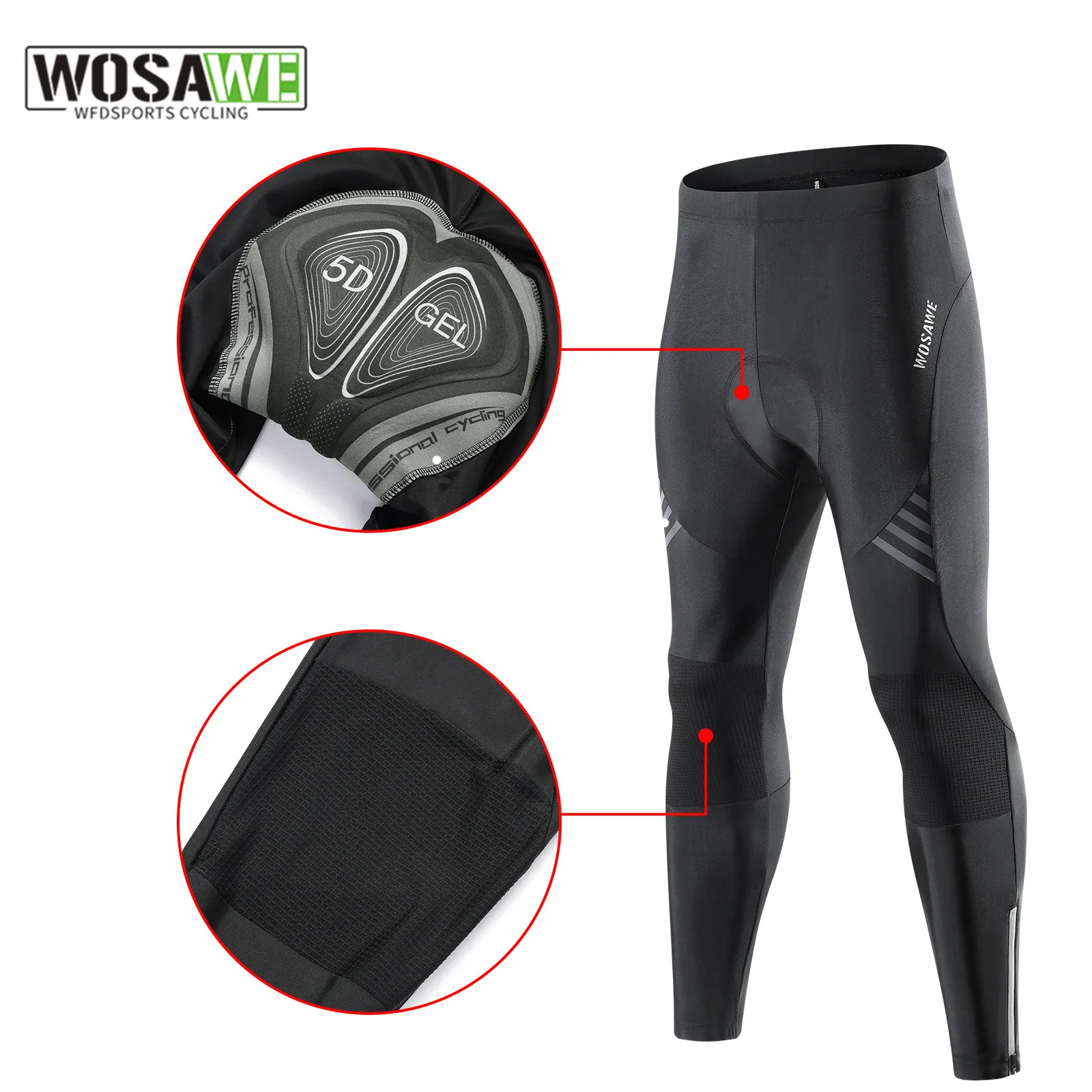 

WOSAWE 2023 New Light Comfortable Cycling Pants Men Spring Summer Breathable Hight Elasticity Sports Pants Reflective Trousers