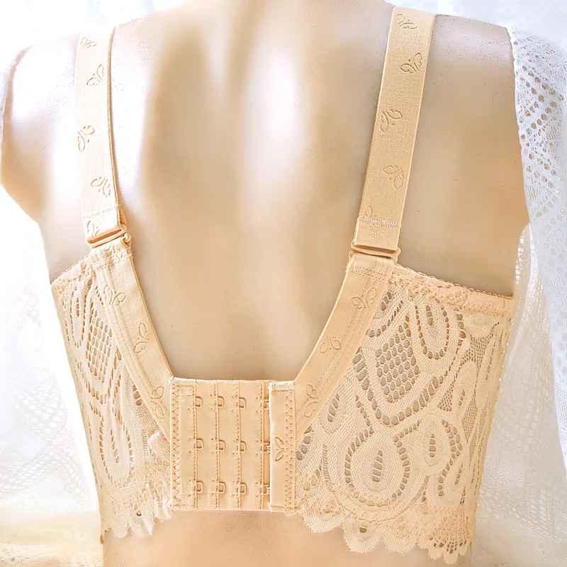 Large Chest Plus Size Sexy Bra Deep Cup Push Up Seamless Bra for Women Anti-sagging Thin Cup Adjustable shoulder strap Underwea