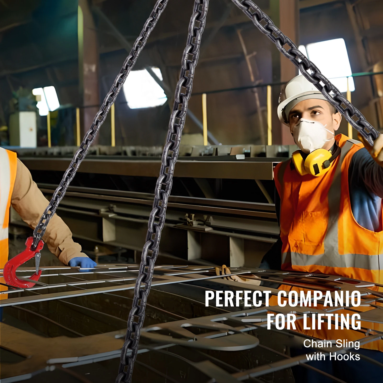 Steel Chain Sling Lifting Tool with Grab Hooks for Heavy Duty Lifting