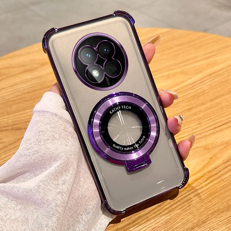 Shockproof Plating Soft Silicone Phone Case with Smart Magnetic Holder