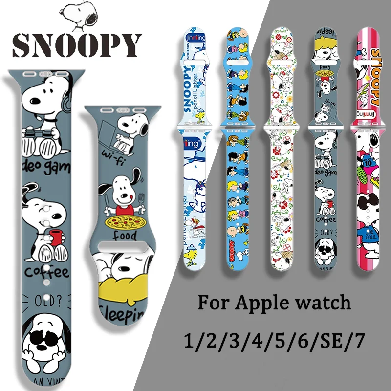 Cinturino In Silicone Snoopy Per Cinturino Apple Watch 7 6 5 4 3 2 1 Se Anime Smartwatch Cinturino Apple Watch 40Mm 41Mm 44Mm 38Mm 42Mm Bracciale