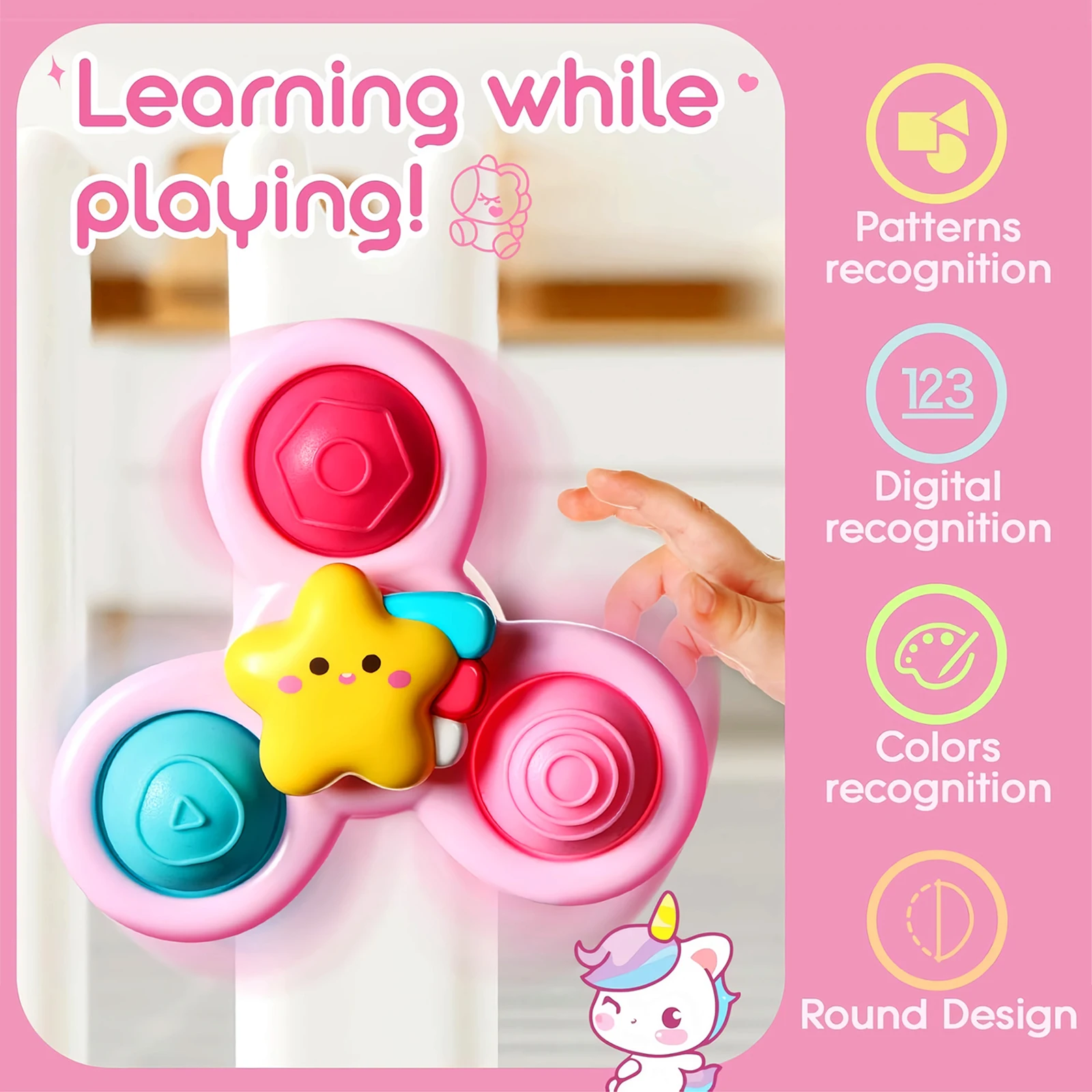 Suction Cup Spinner Infant Baby Toys 12-18 Months, Spinning Top Sensory Toys for Toddlers 1-3 Year Old - 3