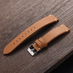 Handcrafted Vintage Leather Watch Band with Detailed Stitching - 22mm (Brown)