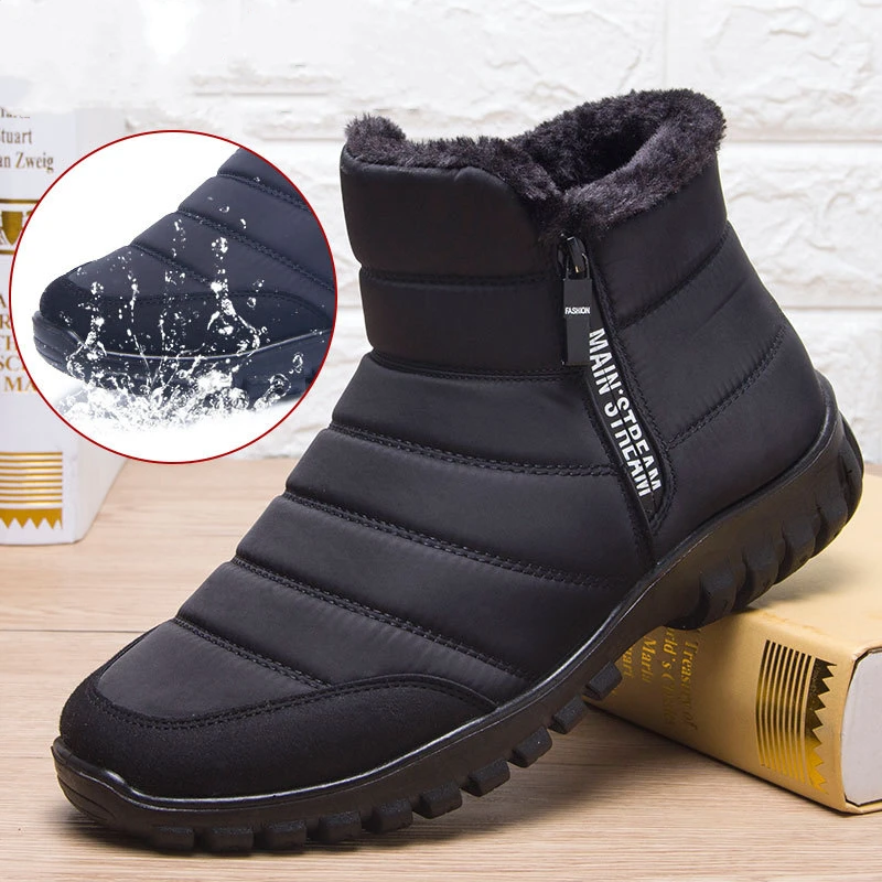 Men Boots Lightweight Winter Shoes for Men Snow Boots Waterproof Winter Footwear Plus Size 45 Slip on Unisex Ankle