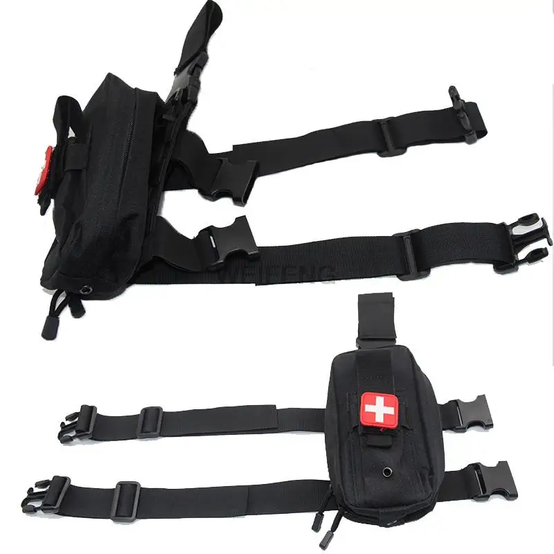 Tactical Drop Leg Platform Molle EDC Pouch Medical EMT Emergency First Aid Kit Bag IFAK Utility Tool Bag with Thigh MOLLE Rig 4