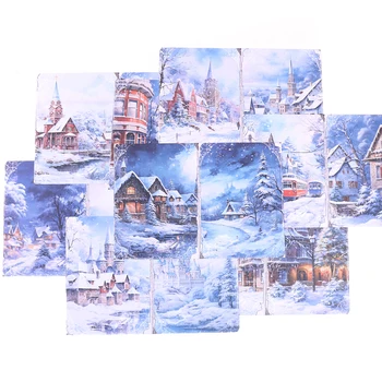 8 Fogli/Confezione di Materiali in Carta con Scenari Romantici Natalizi Innevati, Adatti per Decorazioni di Scrapbook e Biglietti, un Regalo per Amici.