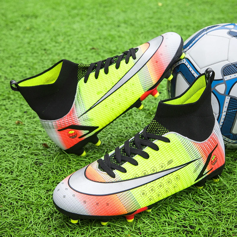 

2022 NEW Men Soccer Shoes Adult Kids High Ankle Football Boots Cleats Grass Training Sport Footwear 2022 Men‘s Sneakers