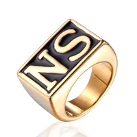 Megin Stainless Steel Titanium Sons of Anarchy Skull English Letter Sons Punk Square Vintage Rings for Men Women Couple Jewelry 2