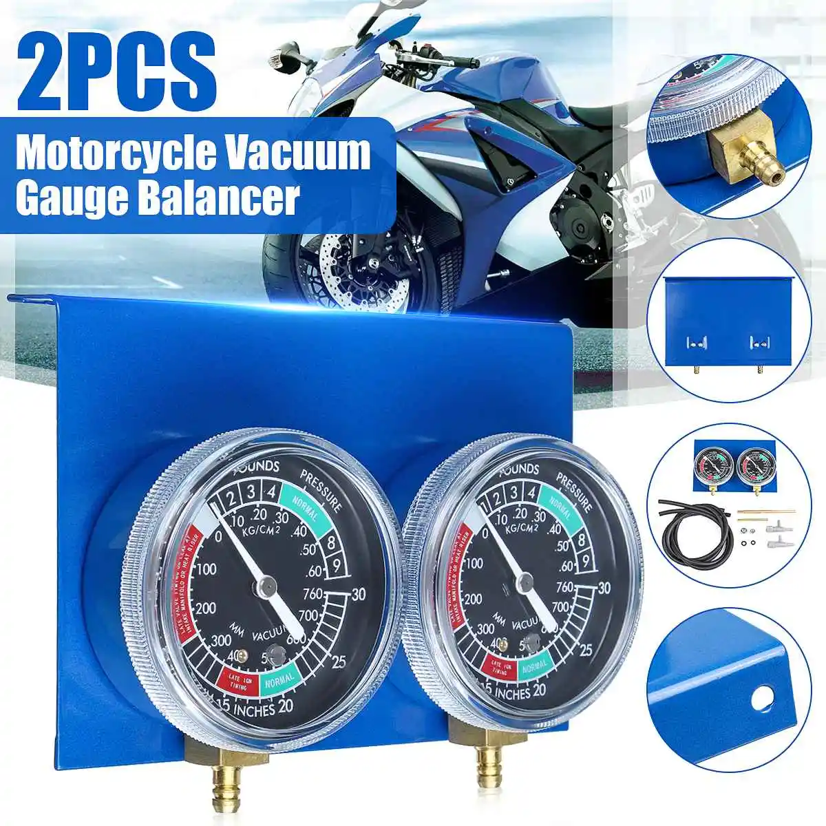

2PCS/set Universal Motorcycle Carburetor Vacuum Gauge Balancer Synchronizer Tool with Hose For Honda For Yamaha for Suzuki