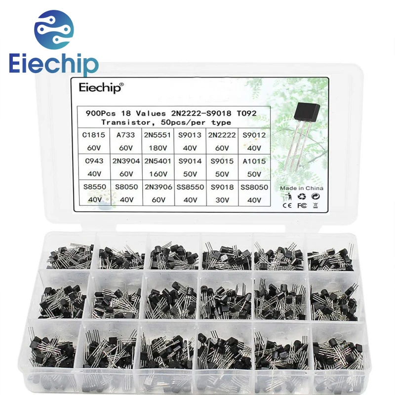900PCS Transistor Kits TO92 NPN PNP Transistors A10152N5551 Triode