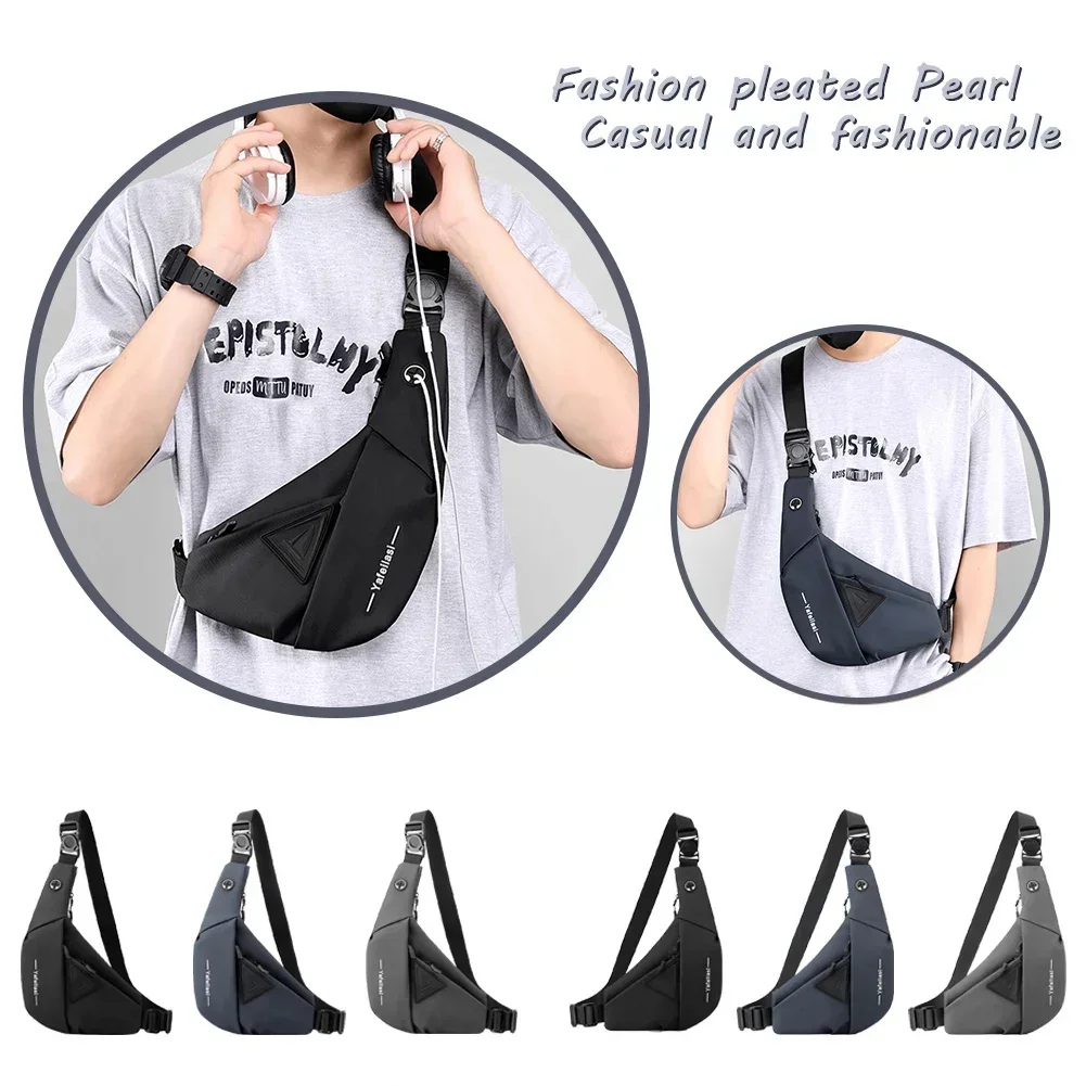 

Bag For Bag Bags Bum For Hiking Sling Man Casual Crossbody Wear-resistant Bag Hole Outdoor Hip Chest Travel Nylon With Headphone