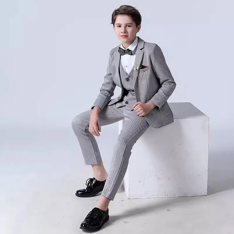 

Children Photograph Performance Costume Flower Boys Suit For Wedding Kids Jacket Vest Pants 3PCS Formal Ceremony Tuxedo Dress