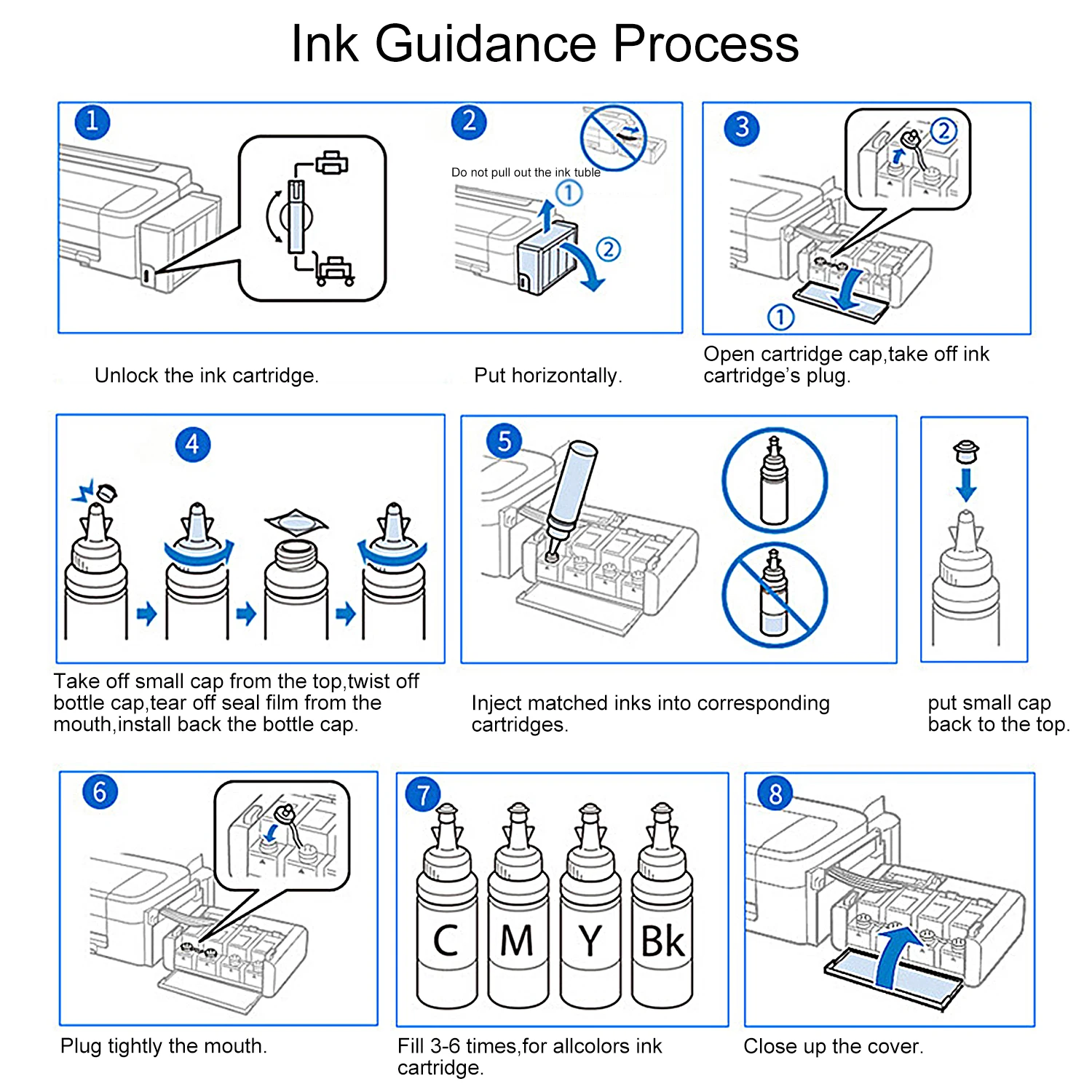 664 Refill dye ink Epson L100 L110 L210 L120 L220 L310 L355 L362 L366 L365 L380 L486 L800 L805 L810 ET-2650 Printer 4 Colors