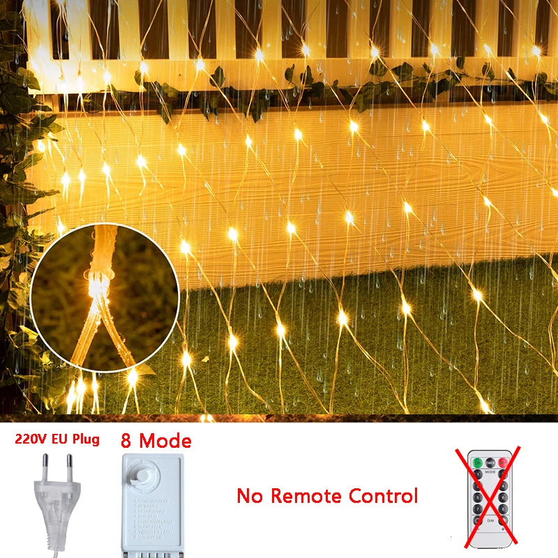 thumbnail image 1 of Cortina de red con luces LED de Navidad de 1,5 a 60 m, cadena de luces de malla para fiestas, bodas, Año Nuevo, guirnalda para decoración de jardín al aire libre, 1 of 5