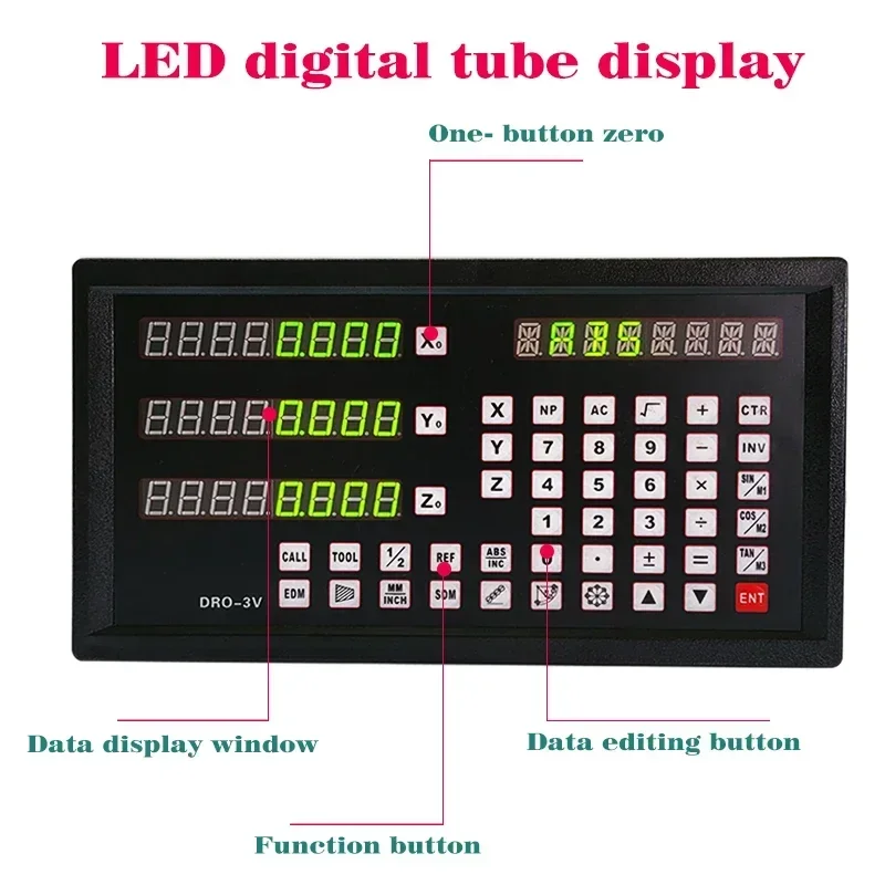 Digital readout Display DRO-3V and 3 Pieces 0-1000mm high-precision Encoder For Milling machine EDM Boring Machine Grating ruler