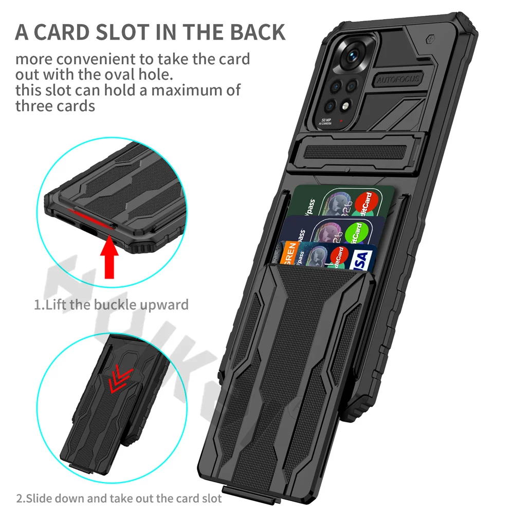 ShockProof Armor Case For Xiaomi Redmi Note 11S  11 10 10S 9 Pro Max 11T Poco M4 M3 X3 Pro Anti Shock KickStand Card Slot Case