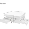 Modern Coffee Table with Storage, Contemporary Square Coffee Table with Drawers, High Gloss Modern Center Table for Living Room 2