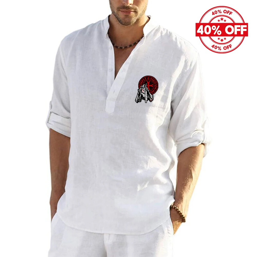 Mens Quick Drying Flax Long Sleeve Shirt Summer