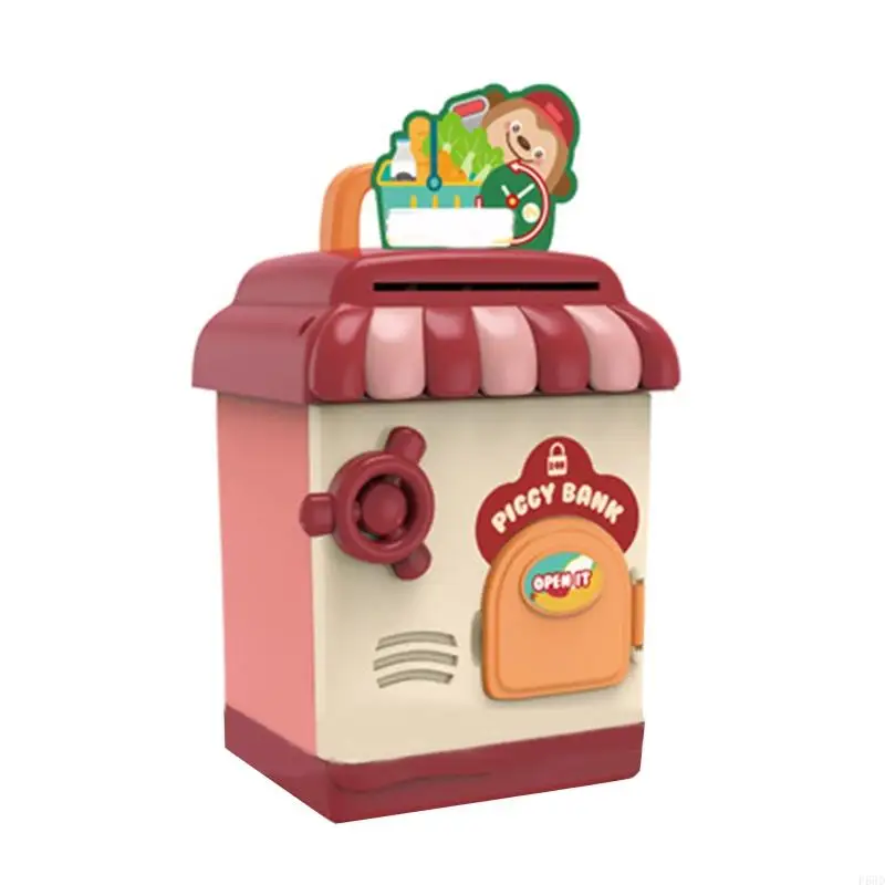 F68D Fingerprint ATM Piggy Password Code Lock Coin Cash Storage Bin for Kid Children Boy Girl Safe Box 5