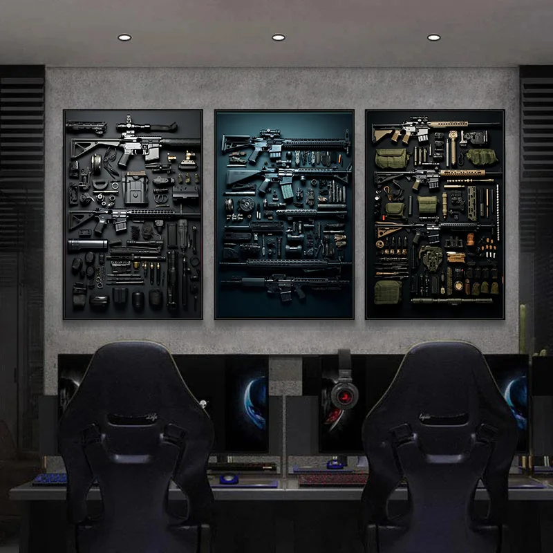 1Pcs Living Room Photo Wallpaper on the Wall Coverings Rifles Canvas Painting Modern Weapons Murals Mural Paper Painted Papers