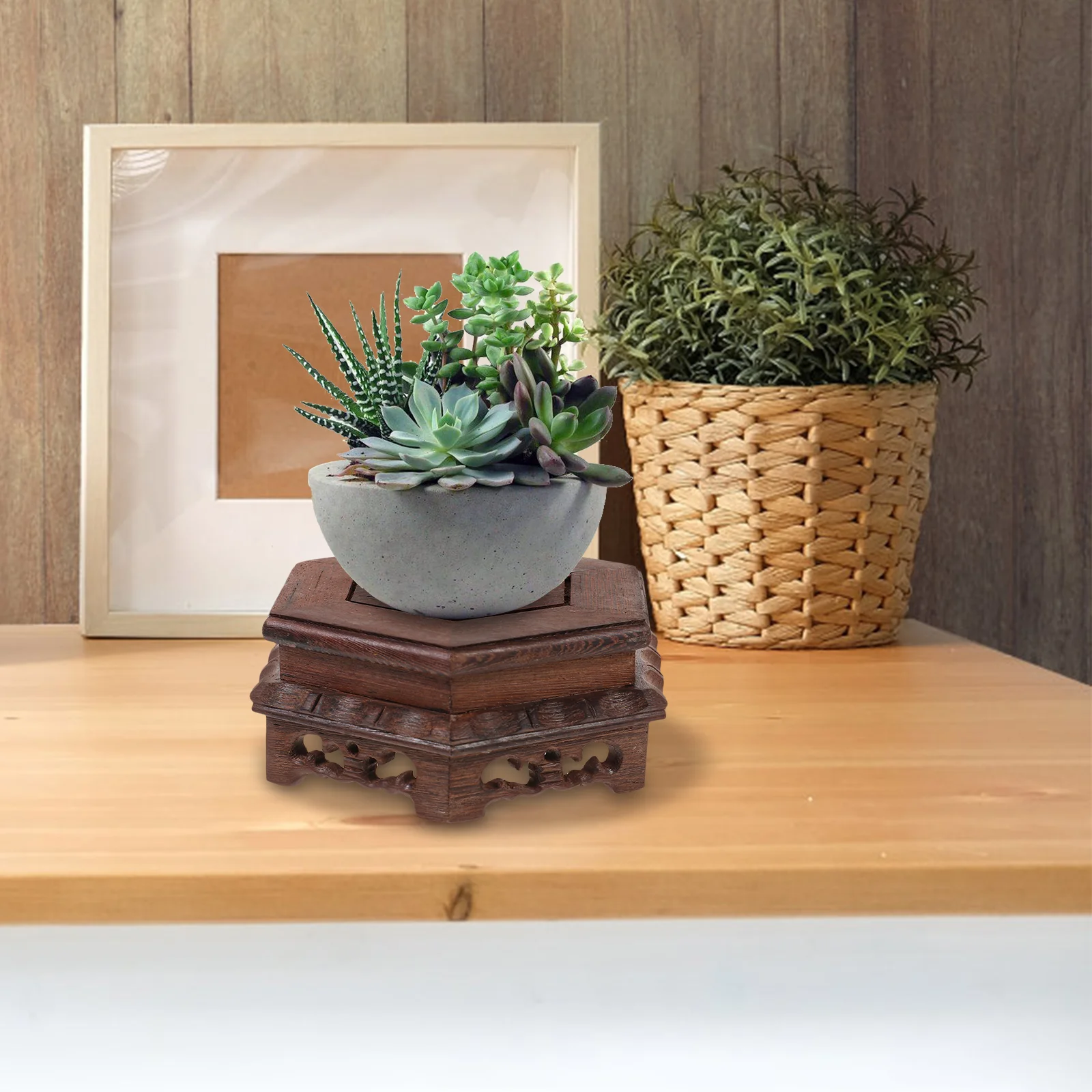 

Display Shelf Fish Bowl Riser Flowerpot Potted Plant Indoor Rack Bonsai Wooden Holder