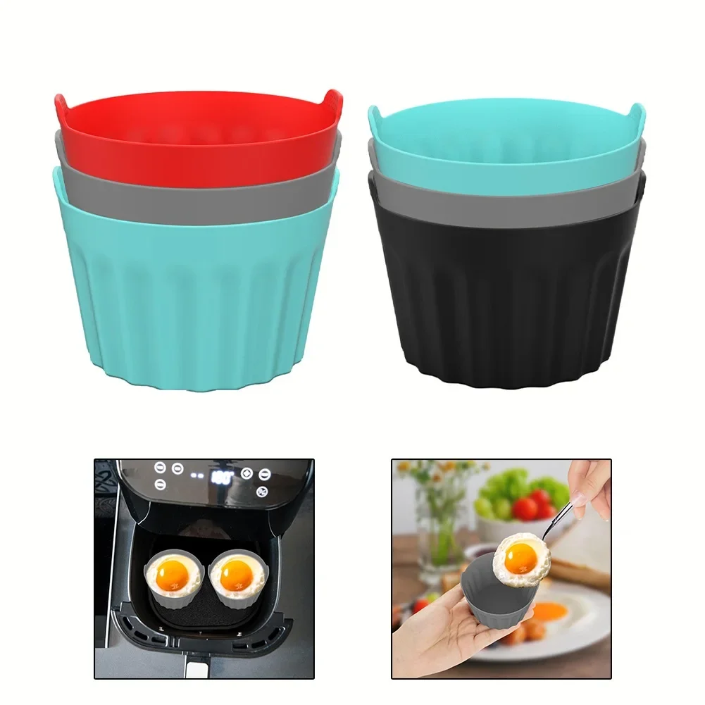 3/6/9pcs Air Fryer Egg Muold Air Fryer Egg Poacher Silicone Cupcake Baking Cups Ramekins Kitchen Bakeware Air Fryer Egg Muold