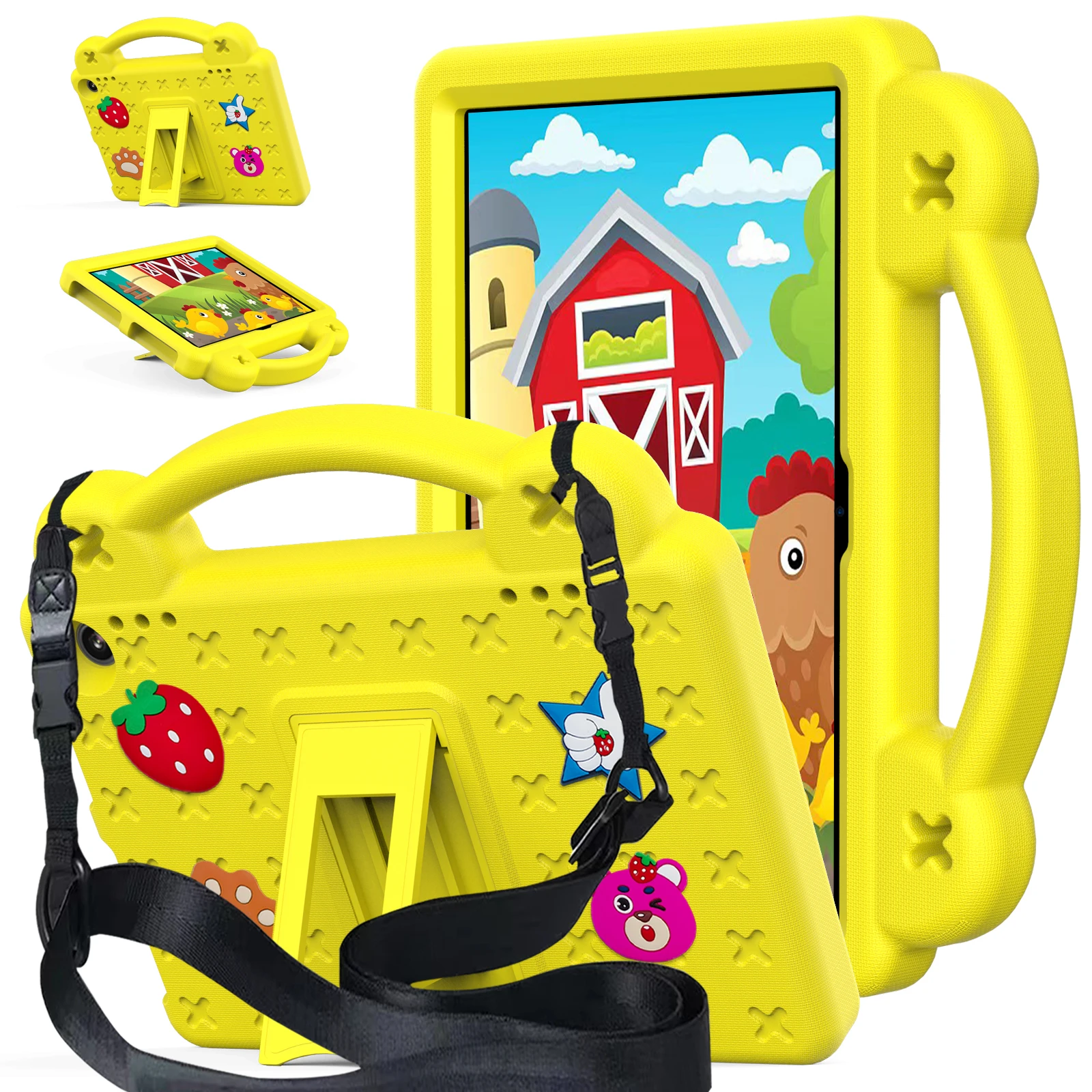 Cartoon EVA Tablet Case with Handle and Shoulder Strap