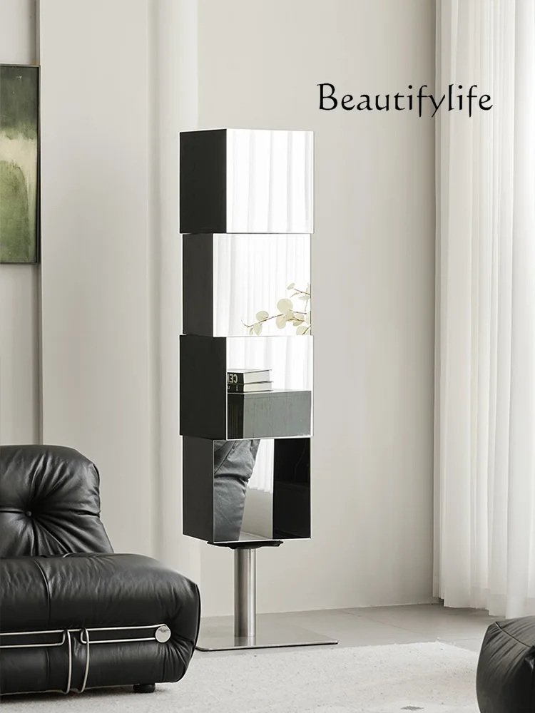

Solid Wood Movable Rotating Home Living Room Floor Storage Display Cabinet Bedroom Dressing Mirror
