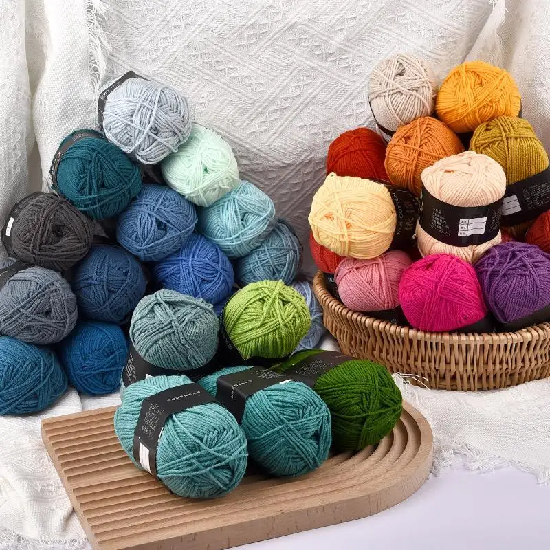 Description Picture 5 of item50g Milk Cotton Crochet Yarn 4ply Knitting Wool Needlework Dyed Lanas For Crochet Crafts Sweater Hat Dolls Scarf DIY Knitting