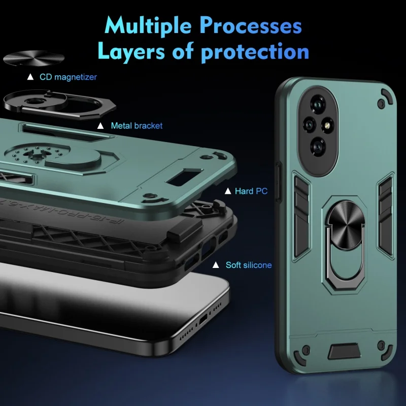 Armor Protective Case with Camera Guard and Magnetic Holder Ring