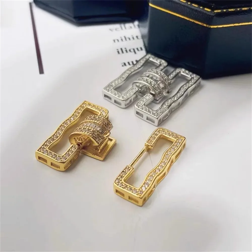 

Жемчужные аксессуары «сделай сам» из стерлингового серебра 925 пробы, модное ожерелье с цепочкой на свитер с пятибортной застежкой ручной работы, K241