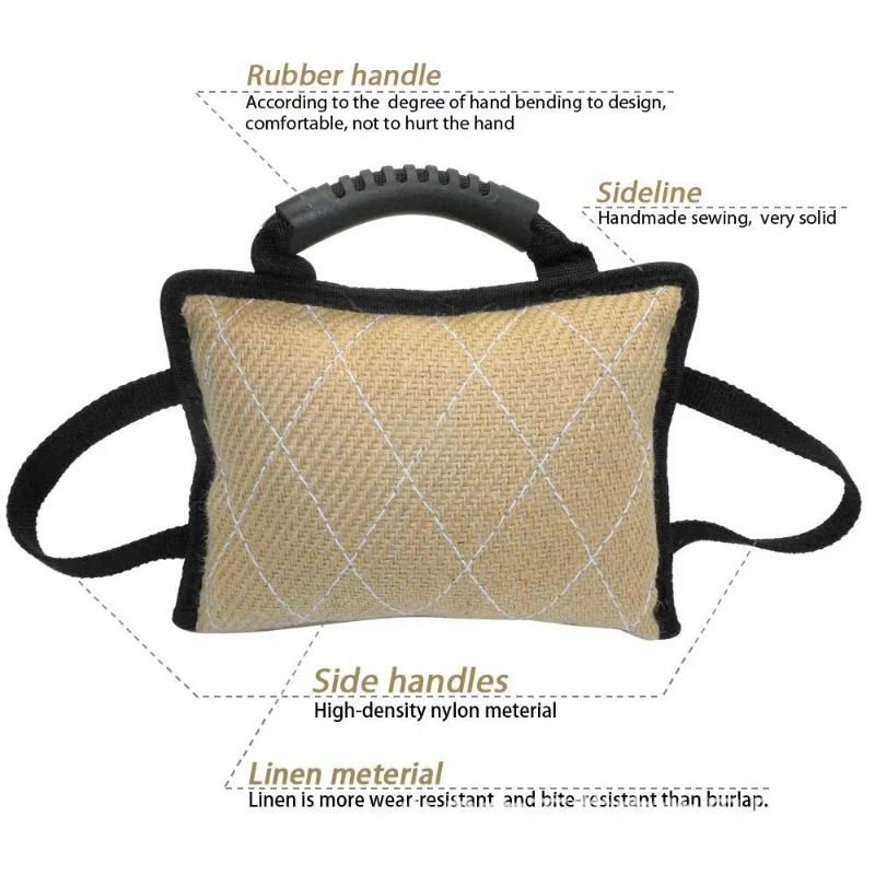 Durable Dog Training Bite Tug Pillow Sleeve with 2 Rope Handle for Training Malinois German Shepherd Rottweiler Pet Chewing Toy