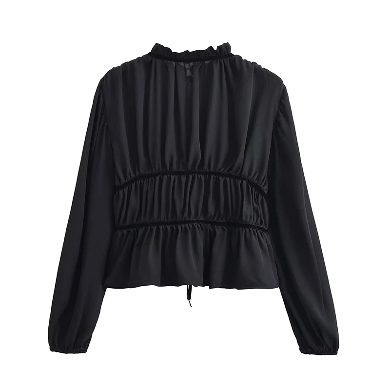 Chic Elegant Bow Tied Shirts for Women 2025 New Fashion Long Sleeve Women's Streetwear Casual Cropped Shirt And Blouse Top ﻿ ﻿